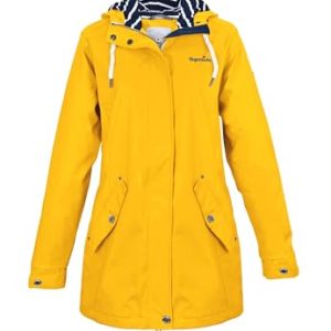 Regenliebe Damen Regenmantel Friesennerz gestreiftes Innenfutter, Größe:42, Farbe:gelb