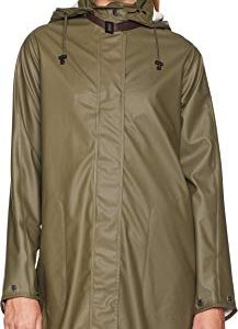 Ilse Jacobsen HORNBÆK | RAIN71 | Langer Damen Regen Parka | Elegante A-Linie | Abnehmbare Kapuze | Wasserdicht winddicht | Polyester mit Gummi Überzug | Grün | 40