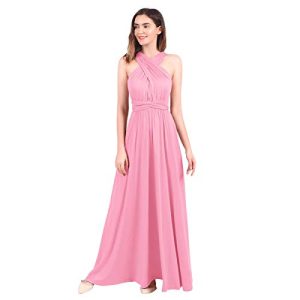Langes Maxikleid für Damen, schulterfrei, sexy, für Hochzeit, Brautjungfer, Abendkleid, bodenlang, für Abschlussball und Abendveranstaltungen Gr. Small, rose