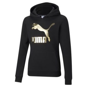 PUMA Mädchen Classics Logo Hoodie G Schweiß, Black-foil, 152