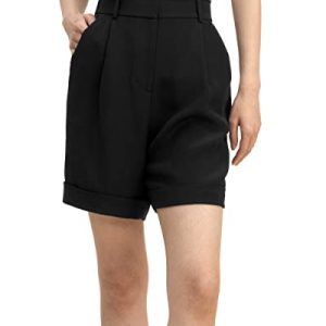 LilySilk 100% Seidenhose für Damen 30MM schwere Crêpe de Chine Seide Sommer Shorts für kausales Geschäft mit Gummibändern(Schwarz,40)