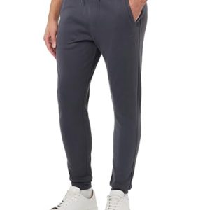 BOSS Herren Hadiko Curved Jogginghose aus Interlock-Baumwolle mit geschwungenem Logo Dunkelgrau XXXL