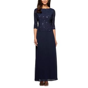 Alex Damen Pailletten, Tee-Länge (zierlich und normal) Kleid fr besondere Anlsse, Navy, 40