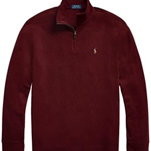 POLO RALPH LAUREN Herren Classic Estate Rib Quarter-Zip Pullover Sweater, (Herbst/Winter 2022) Rotwein, Mittel