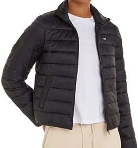 Tommy Jeans Damen Jacke Quilted Zip Through Übergangsjacke, Schwarz (Black), M