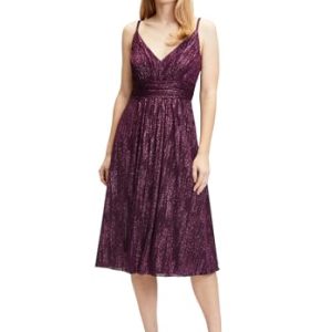 Vera Mont Damen Abendkleid im Glitzer-Look Shiny Aubergine,42