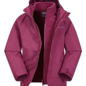 Mountain Warehouse Fell Regenjacke Kinder - 3-in-1 Jacke, atmungsaktive, wasserabweisende Wander-Regenjacke, Multifunktions- und Outdoor-Jacke für Jungen und Mädchen Beere-Rot 11-12 Jahre