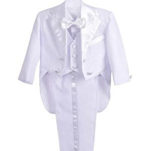 Lito Angels 5 Teiliges Anzüge & Sakkos Set für Jungen, Gentleman Smoking Anzug Hochzeit Taufanzug Taufe, Weiss, Größe 3-4 Jahre 104