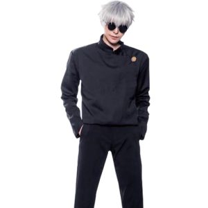 CR ROLECOS Satoru Gojo Cosplay-Kostüm aus dem Anime Jujutsu Kaisen Schuluniform für Jungen, Halloween-Kostüm Anime Männer Fasching Karneval Party-Outfits XL
