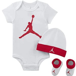 Nike Jordan Jumpman 3-teiliges Baby-Set, 0 - 6 Monate, Weiß / Rot, LJ0041-RW3