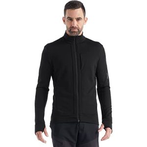 Icebreaker Merino Herren Quantum Iii Pullover, langärmelig, Wolle, mit durchgehendem Reißverschluss Sweatshirt, schwarz, X-Large