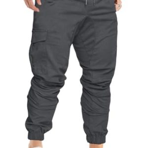 Cindeyar Herren Hosen Slim Fit Casual Jogger Sporthose Freizeithose Cargo Chino Jeans Hose (Dunkelgrau 01,M)
