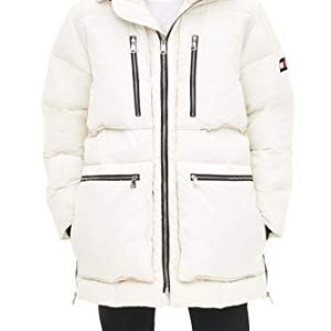 Tommy Hilfiger Heavyweight Quilted Sherpa Hooded Parka für Herren, Weiss/opulenter Garten, S