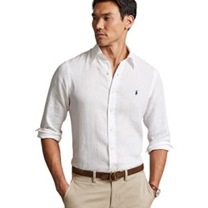 POLO RALPH LAUREN Langarmshirt für Herren aus Leinen, Weiss/opulenter Garten, XL