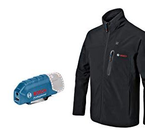 Bosch Professional Beheizbare Jacke GHJ 12+18V XA (inkl. USB-Ladeadapter GAA 12V-21, ohne Akku, im Karton) - Größe XL