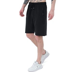 Smith & Solo Sporthose Herren Kurz - Kurze Hosen Herren, Laufshorts Männer Sommer Baumwolle Jogginghose Fitnesshose Sport Sportshorts Bermuda Shorts Hose Trainingshose Tennis (L, Schwarz)