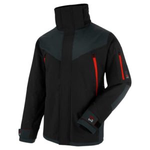 WÜRTH MODYF Winterjacke für Herren Parka Performance in Schwarz Rot - gemütlicher Parka mit hohem Fleecekragen - perfekt für Sport - in der Größe XL