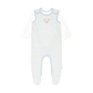 Steiff Unisex Baby Set Strampler mit Fuss + T-Shirt Langarm Kleinkind-Schlafanzüge, Celestial Blue, 68
