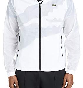 Lacoste Herren Sport Long Sleeve Contrasted Big Croc Wind Jacket Jacke zum Aufwärmen, Transparent, weiß, S