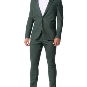 JEFF Herren JFLuke Set Anzug 2-teilig Sakko Hose Set | elastischer Herrenanzug Regular Fit Männer Green Herringbone 50