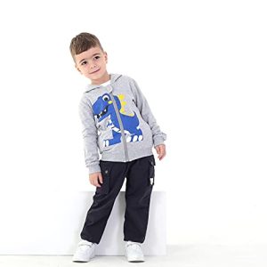 MIXIDON Kinder Kapuzen Jungen Pullover Dinosaurier Reißverschluss Sweat Shirt Kopfbedeckung Jacke Muster 3 3 Jahre