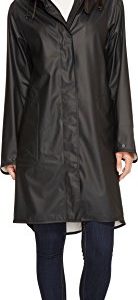 Ilse Jacobsen langer Damen Regen Parka | elegante A-Linie | abnehmbare Kapuze | wasserdicht winddicht | Polyester mit Gummi Überzug | RAIN71 Schwarz 38