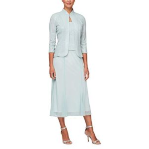 Alex Evenings Damen Teelanges Knopfleiste vorne Kleid für besondere Anlässe, Mint Mandarine, 46 (2er Pack)