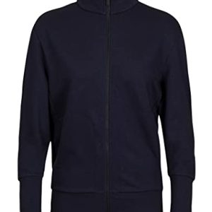 Icebreaker Damen Central II Langärmeliges Top mit Reißverschluss - Laufshirt Damen - Merinowolle Mid Layer - Mitternachtsmarine, L
