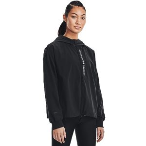 Under Armour Womens Warmup Tops Women'S Ua Woven Full-Zip Jacket, Black, 1369889-002, MD
