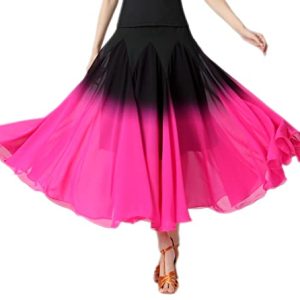 CISMARK Eleganter Ballsaal-Rock, Walzer, Tanzparty, Langer Schaukel, Netzstoff, Rock, Schwarz/Rose