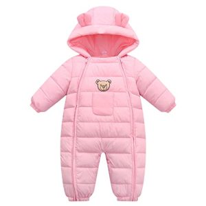 Baby Winter Overall Mit Kapuze Schneeanzüge Outfits Bär Strampler Jungen Mädchen Spielanzug Rosa 6-12 Monate