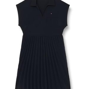 Tommy Hilfiger Damen CRV Fluid SOLID Pleated Dress WW0WW42509 Fit & Flare Kleider, Blau (Desert Sky), 50