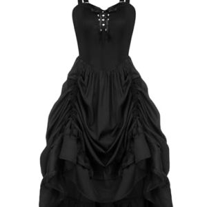 Scarlet Darkness Korsettkleid für Damen, Renaissance-Kleid, Midi, ärmellos, viktorianisches Kleid, Schwarz, Mittel