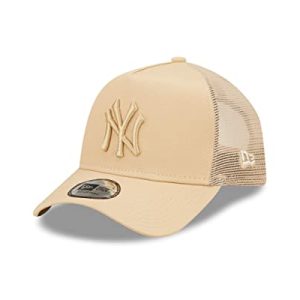 New Era Mesh Einsatz Fan Artikel New York Yankees MLB Baseball Beige A-Frame Trucker Cap - One-Size