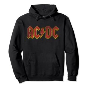 ACDC Distressed Red Logo Rock Music Band Pullover Hoodie