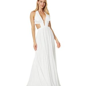 BCBG Plissiertes Neckholder-Kleid, Cremeweiß, 38