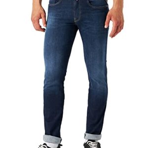 Replay Herren Jeans Anbass Slim-Fit Hyperflex Recycled mit Stretch, Dark Blue 007-1 (Blau), 33W / 36L