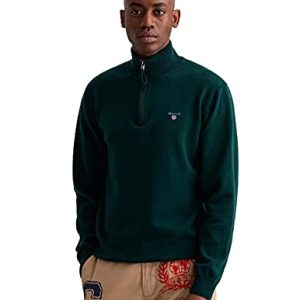 GANT Herren Superfine Lambswool Half Zip Pullover, Tartan Green, XL
