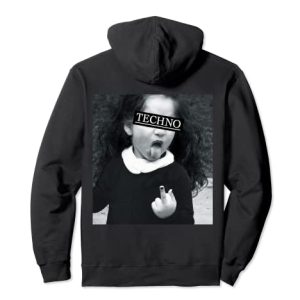 TECHNO KIND MIT ZUNGE MITTELFINGER. RAVER RAVE FUN BACKPRINT Pullover Hoodie