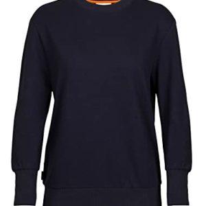Icebreaker Damen Central II Pullover - Sweatshirt Damen - Merinowolle Mid Layer - Mitternachtsmarine, XL