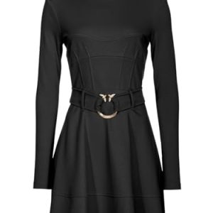 Pinko Damen Aquaman Punktmuster, Blau Lässiges Kleid, Z99_Schwarz Limousine, 40