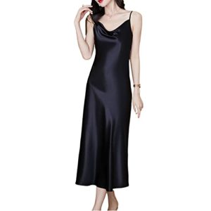 ROLTIN Sling-Pyjamakleid aus Eisseide, großes Seidenkleid für Damen, kann außerhalb der lebenden Kleidung getragen Werden, langes Pyjamakleid (Farbe: D, Größe: M) (DM)