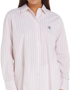 Tommy Hilfiger Damen Hemd Langarm, Rosa (Bold Stp/ Whimsy Pink), 38