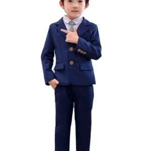 LOLANTA 2-teiliges Jungen festlichen Anzug Set, Kinder Blazer & Hosen Outfit, Freizeitkleidung oder Hochzeitskleid, Blau, 110