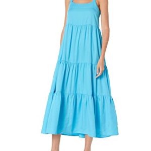The Drop Damen Britt Maxi-Zeltkleid im Stufendesign, Ozeanblau, XS