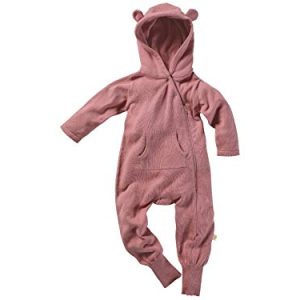 Bio Baby Overall Strickanzug mit Kapuze 100% Bio-Baumwolle (kbA) GOTS zertifiziert, Dunkelrosé Melange, 50/56