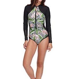 Body Glove Damen Paradise Long Sleeve Paddle One Piece Swimsuit Einteiliger Badeanzug, Samoa Schwarz, X-Large