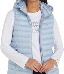 Tommy Hilfiger Damen Weste Padded Global Stripe Steppweste, Blau (Breezy Blue), XXL