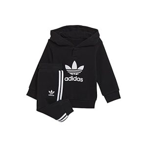 Adidas Unisex-Child Hoodie Set Tracksuit, Black/White, 6-7 Jahre