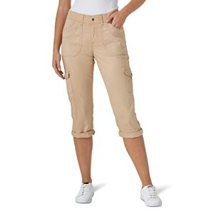 Lee Austyn Cargo-Caprihose für Damen, lockere Passform, mit Strickbund, Café, 38